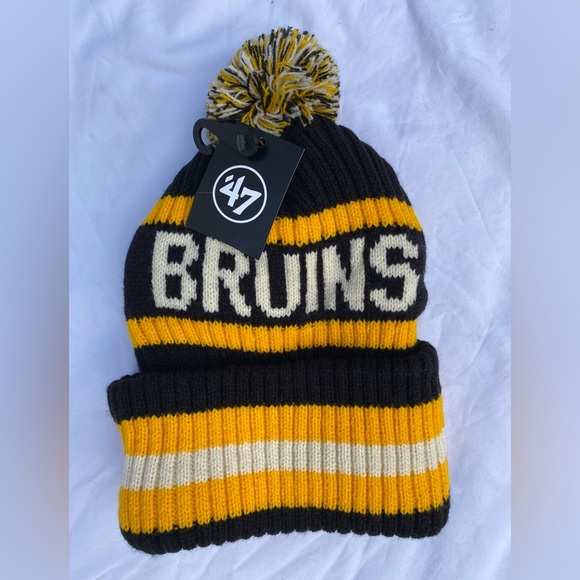 🎉HP🎉NEW BRUINS CUFF KNIT HAT BERING 47 Pom Embroidered B Microfleece one size - Picture 7 of 8